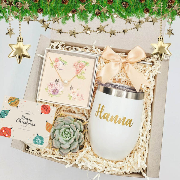 Christmas Gift Box With Tumbler, Succulent, and Jewelry